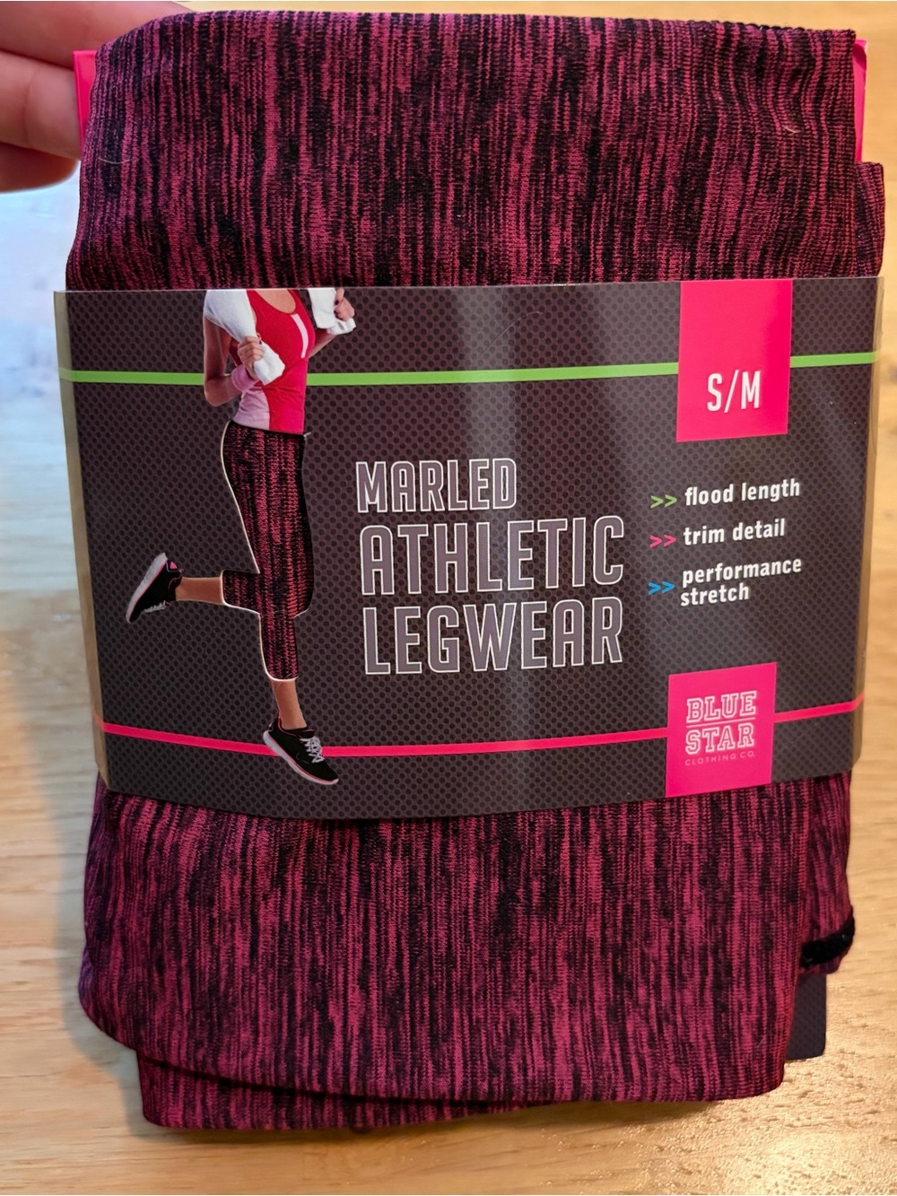 NWT Blue Star Marled Athletic Capri Leggings - Pink/Black S/M